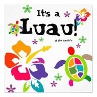 Luau Party Hibiscus Flowers Turtle Colorful Custom Announcements From