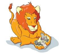 drawing of a sad lion on a white background