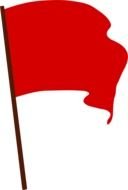 painted red flag on a stick