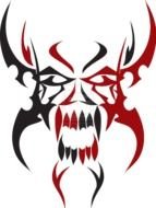 Colorful drawing of the Tribal Skull Design clipart