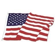 crumpled American flag on a white background