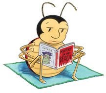 ladybug with a book in its paws