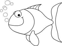 black and white drawing of fish for coloring page