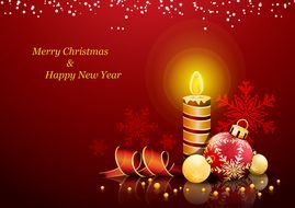 Colorful Merry Christmas and Happy New Year Postcard clipart