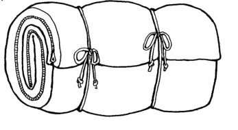 drawn curled sleeping bag