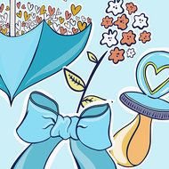 Boy Baby Shower Umbrellas Clip Art