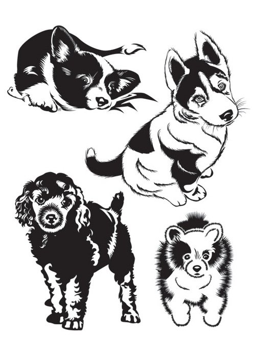 Free Vector Black And White Dog Silhouette 026755 2jpg