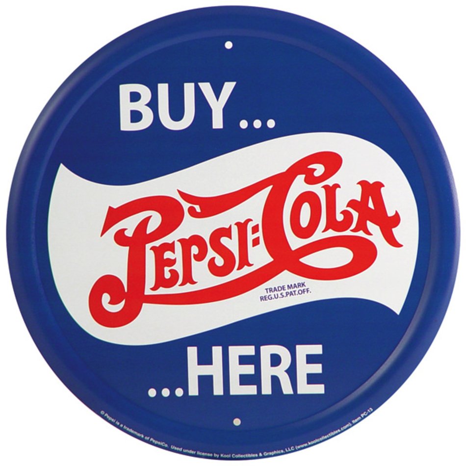 Pepsi Round Big Glass Tin Sign