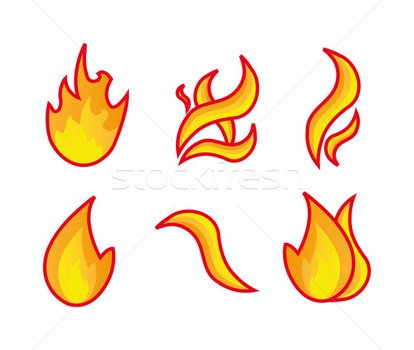 Stock Photo Vector Illustration Fire Flames Set Isolation