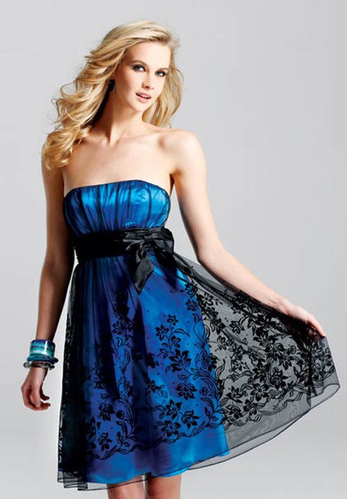 Black And Blue Short Prom Dress