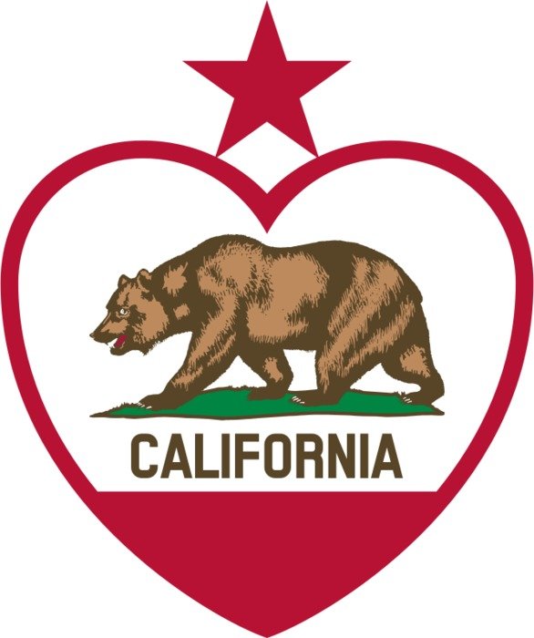 California Flag Heart Star On Top