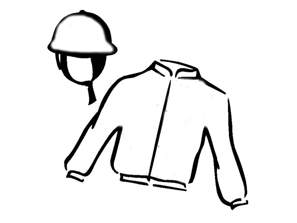 Black and white drawing of the Jockey Silks clipart