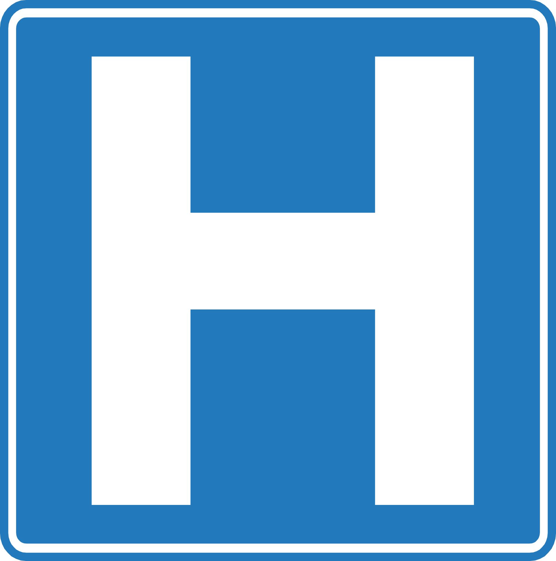 Blue symbol with the letter 