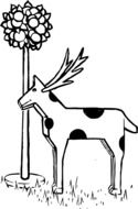 graphic image of a black and white horned deer