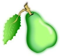 Picture of green pear with leaf