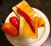 toast and sweet peppers