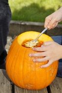 spoon in pumpkin