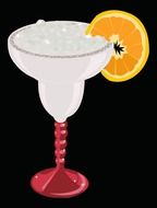 margarita, alcohol drink in glass with slice of orange, illustration