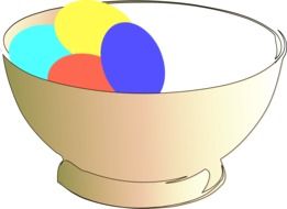 colorful easter eggs in bowl vector drawing
