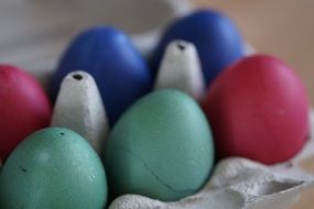 colorful easter eggs in box