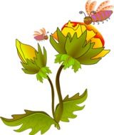 graphic image of bees on a colorful flower