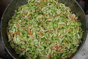 vat with cut vegetables