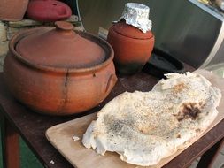 tortilla bread on wooden bred
