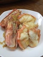 Dish made of prawns in the restaurant