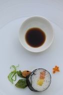 sushi with rice and sauce