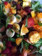 fruit salad with berries for breakfast