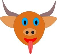 funny bull with horns vector drawing