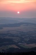 panoramic view valley hills sunset evening