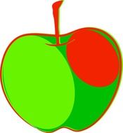 apple fruit green and red drawing