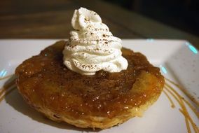 pancake with ice cream on a plate