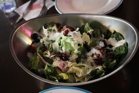 salad in a deep bowl close up on the table