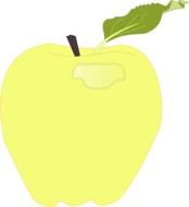 illustration of yellow apple with green leaf