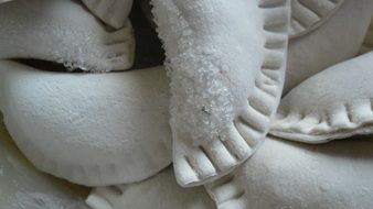 frozen dumplings in the snow