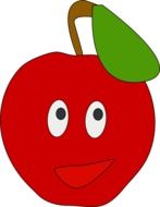 drawing of an apple with eyes and smile