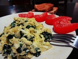 tasty and fresh breakfast egg and tomato