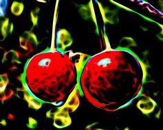 cherries as neon background