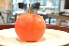 a side view of an apple with a tail