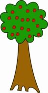green tree with red fruits vector drawing