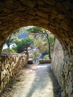 stone tunnel near the plants