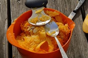 mashed pumpkin in a bowl