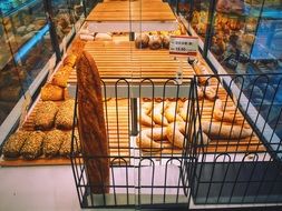 baking and baguette on the shop window