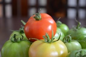 Fresh Red yellow green tomatoes