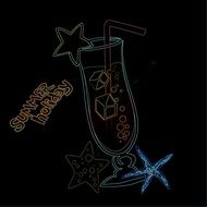 Colorful cocktail drawn on a black background