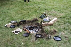 field kitchen on green grass