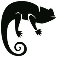 black silhouette of a chameleon