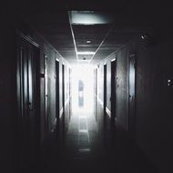 dark long corridor in the hospital